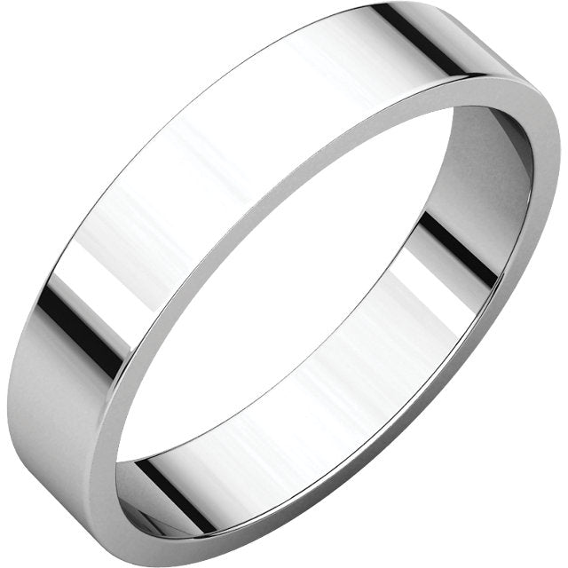 14K White Standard Fit Standard Weight Flat Band