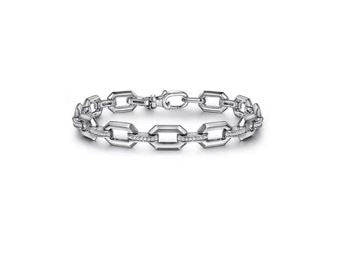 925 Sterling Silver White Sapphire Link Chain Tennis Bracelet