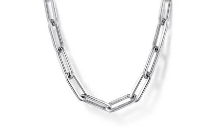 925 Sterling Silver Solid Paper Clip Chain Necklace