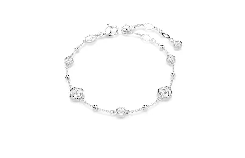 Imber bracelet Round cut, White, Rhodium plated M