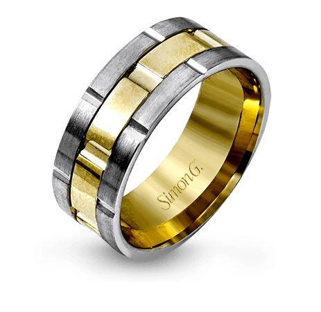 Two-Tone 14 Karat Satin Gentleman Wedding Band Size 10