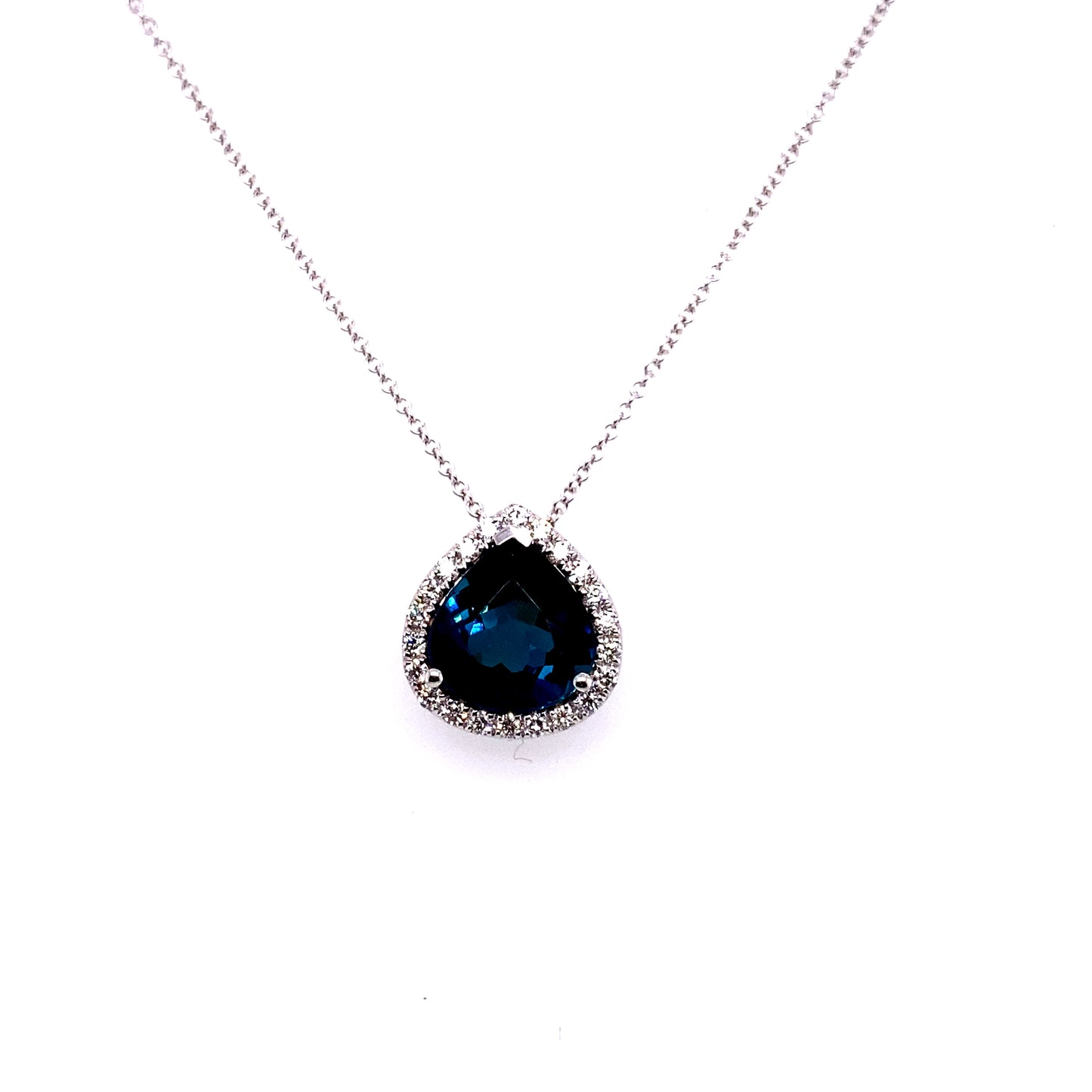 Necklace, 18KW, Blue/Green Tourmaline