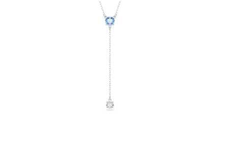 Stilla Attract Y necklace Round cut, Blue, Rhodium plated