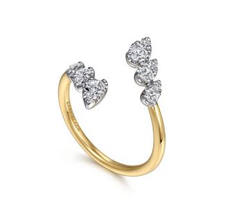 14K White and Yellow Gold Diamond Bypass Ladies Ring