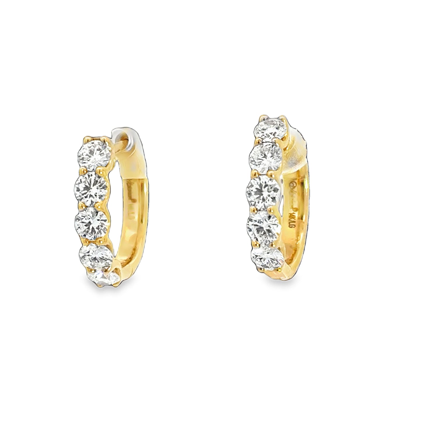 14K Yellow 1 1/2tw Lab Grown Diamond Hoops