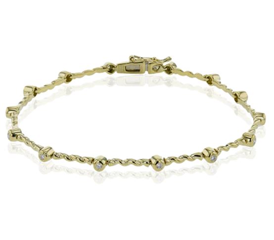 Lady's Yellow 14 Karat Tennis Bracelet With 14 = 0.22Tw Round G Vs1 Diamonds