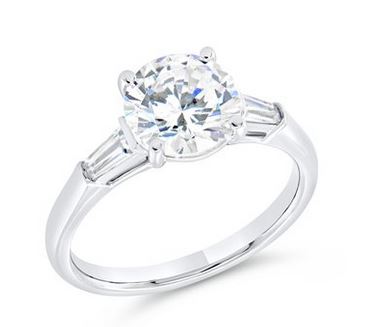 14K White Uneek Timeless Collection Three-Stone Round Engagement Ring