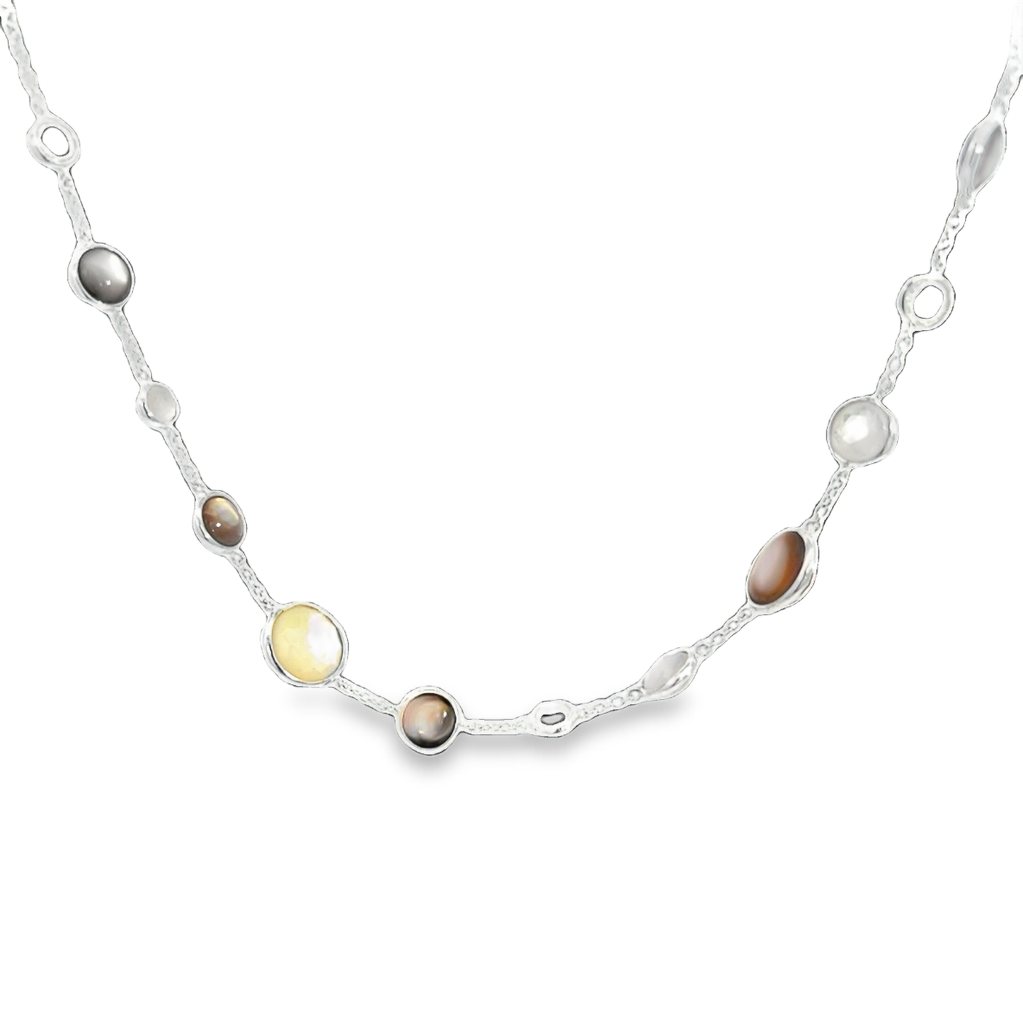 Colored Stone Necklace Metal=Sterling Silver Color=White Finish=Polished Length=18