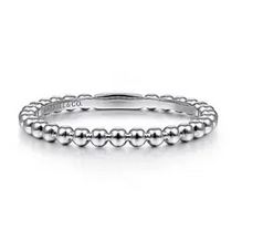 14k White Gold Bujukan Beaded Stackable Ring