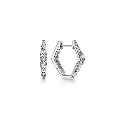 14k White Gold 15mm Diamond Huggies