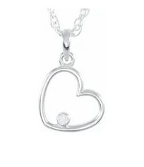 14K White .015 CT Natural Diamond Heart 18" Necklace