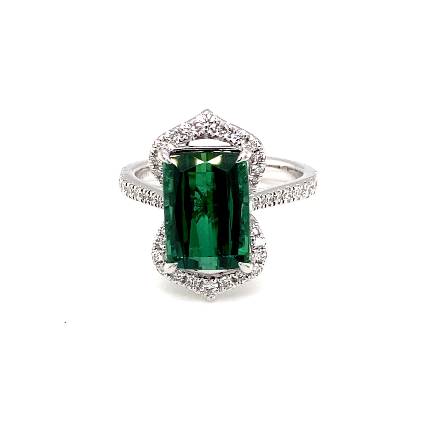 Ring, 18KW, Blue/Green Tourmaline