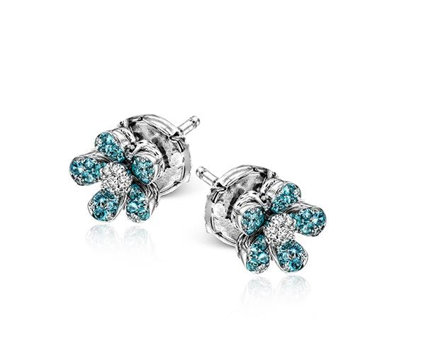 Lady's White 18 Karat Flora Earrings With 14 = 0.06Tw Round G Vs1 Diamonds And = 0.38Tw Round Others