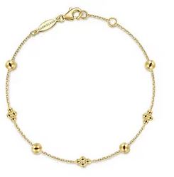 14k Yellow Gold Bujukan Beads Station Bracelet