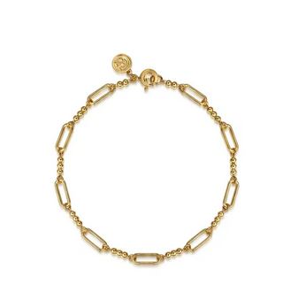 14K Yellow Gold Beaded Link Chain Bracelet-Bujukan