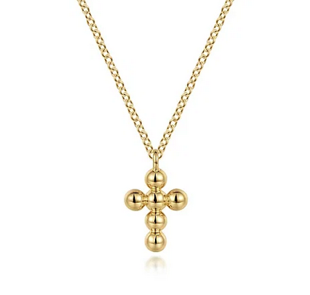 14k Yellow Gold Bujukan Cross Pendant Necklace