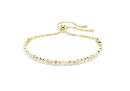 Matrix Tennis bracelet Round cut, White, Gold-tone plated