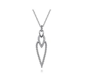 925 Sterling Silver Bujukan Beads and White Sapphire Pendant Drop Necklace