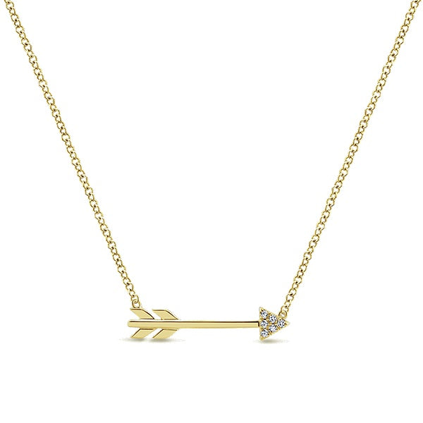 14k Yellow Gold Diamond Arrow Fashion