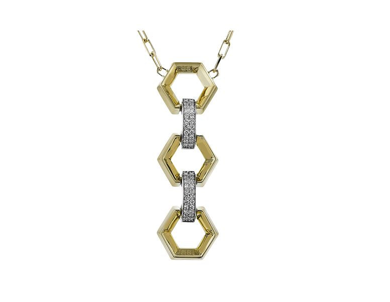 Lady's Yellow 18 Karat Drop Pendant With 44 = 0.29Tw Round G Vs1 Diamonds
