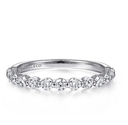 14K White Gold Single Prong Diamond Band Ring