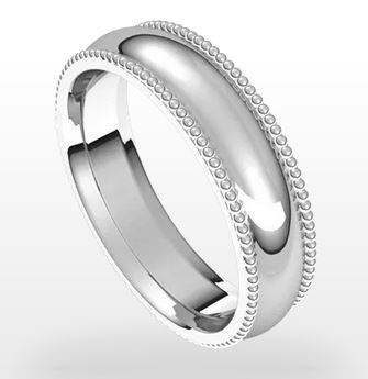 14K White 5 mm Beaded Comfort-Fit Band Size 11