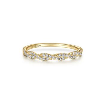 14K Yellow Gold Twisted Diamond Stackable Ring