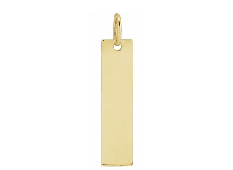 18K Yellow Gold-Plated Sterling Silver 20x5 mm Engravable Bar Pendant with 18" 14K Yellow Gold Plated Chain