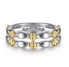 14k Yellow Gold & 925 Sterling Silver Bujukan Easy Stackable Ring