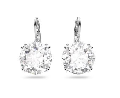 Millenia drop earrings Round cut, White, Rhodium plated
