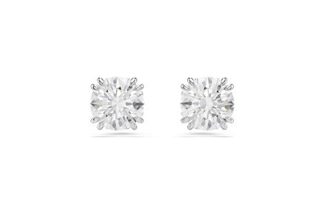 Stilla stud earrings Round cut, White, Rhodium plated