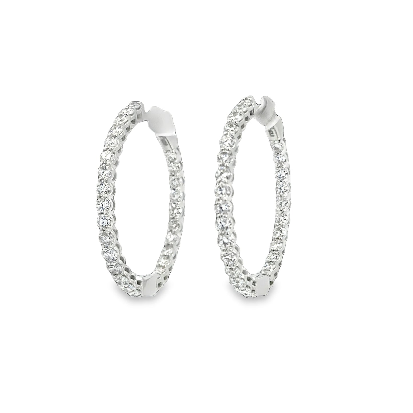 14K White 1 1/2tw Lab Grown Diamond Hoops
