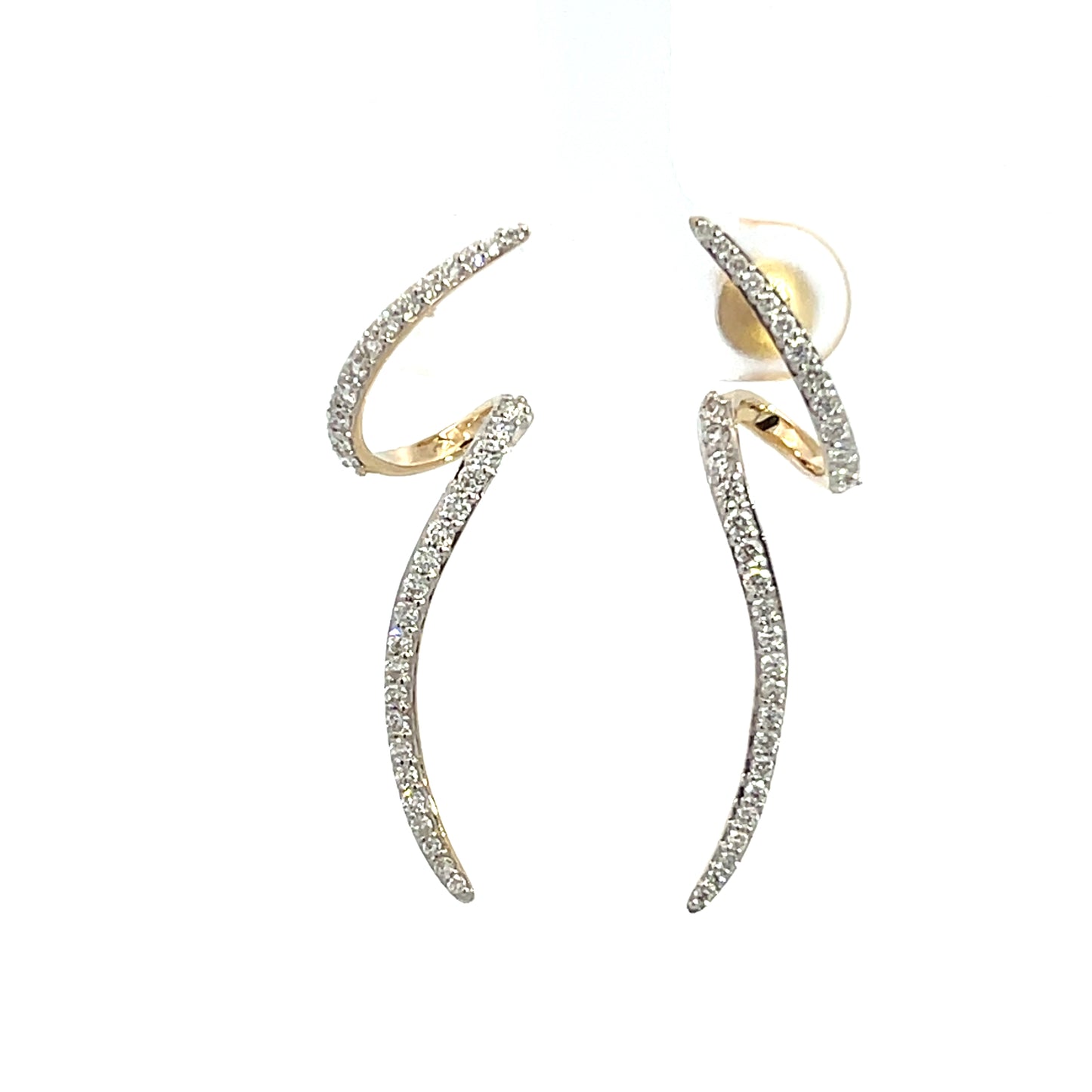 Lady's Yellow 14 Karat Twisted Hoop Earrings With = 0.58Twt Round I Si1 Diamonds