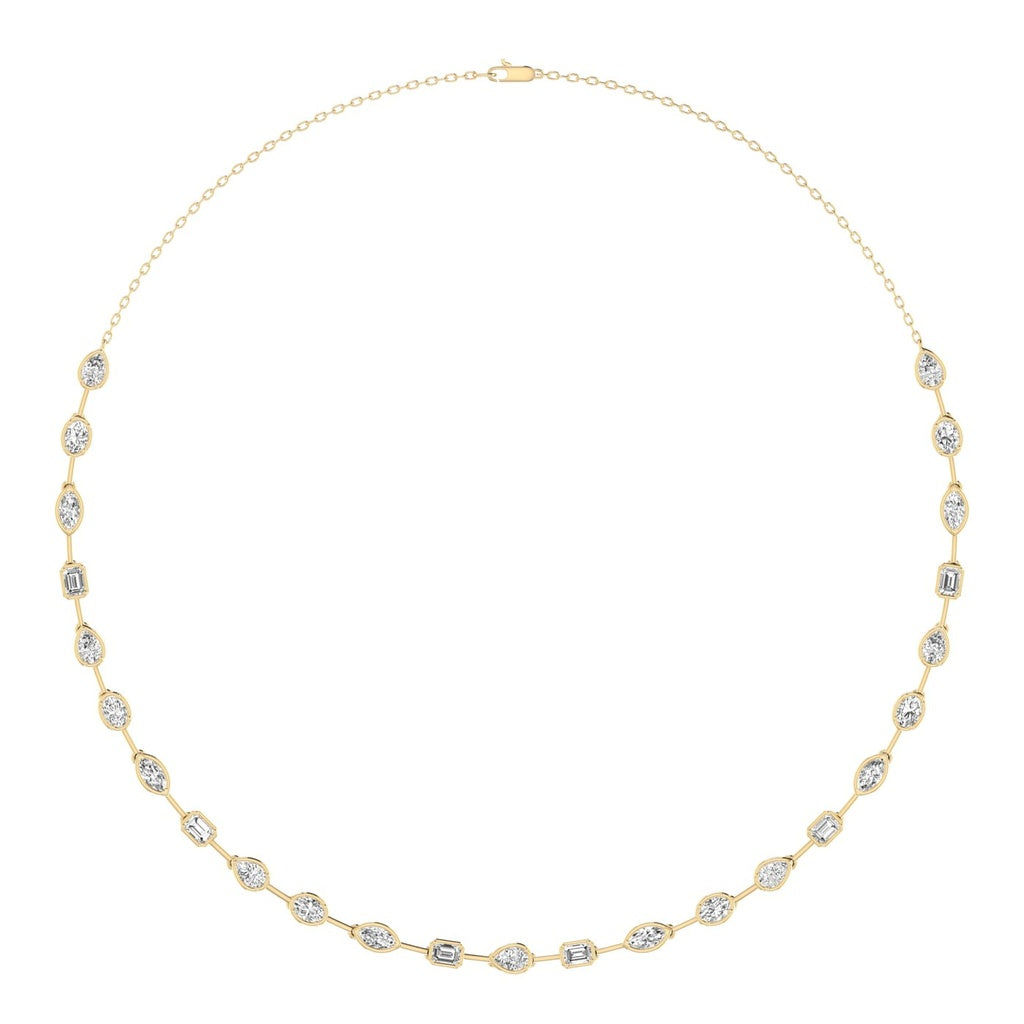 14K Yellow Multi Shape Tennis Necklace