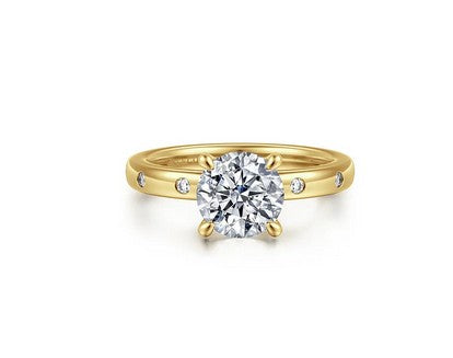 14K White-Yellow Gold Round Diamond Engagement Ring