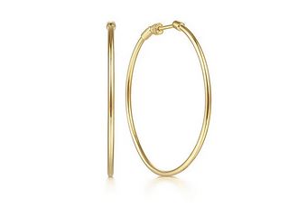 14K Yellow Gold 40mm Round Classic Hoop Earrings