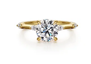 14K Yellow Gold Round Diamond Engagement Ring
