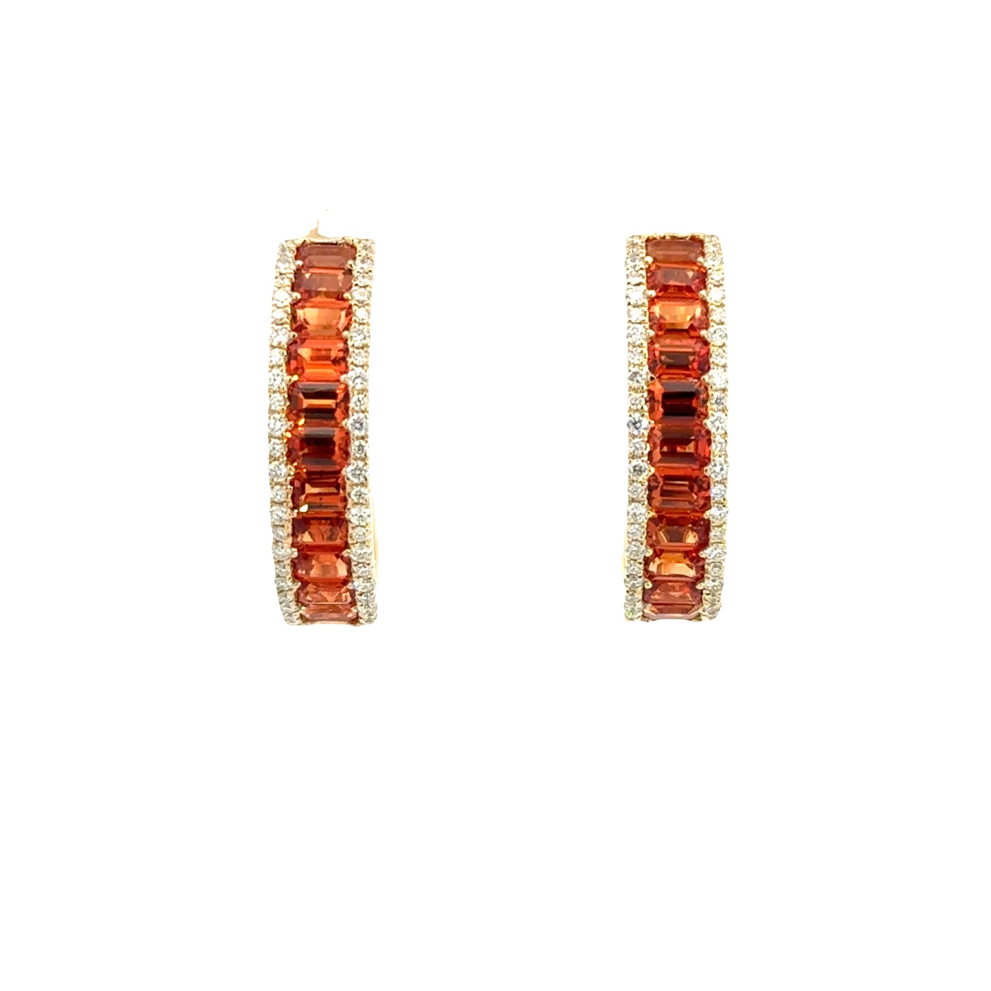 Lady's White 14 Karat Medium Hoop Earrings 22 = 2.23tw Emerald Sapphires