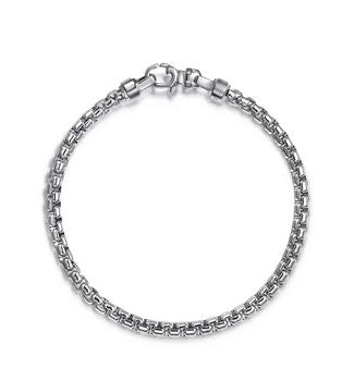 4mm 925 Sterling Silver Solid Mens Round Box Chain Bracelet