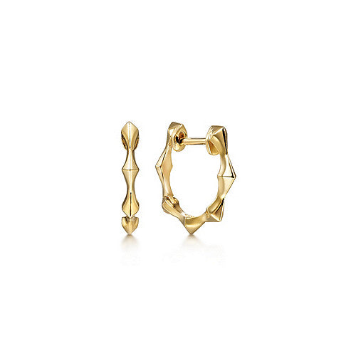 14K Yellow Gold Graduating Pattern Huggies