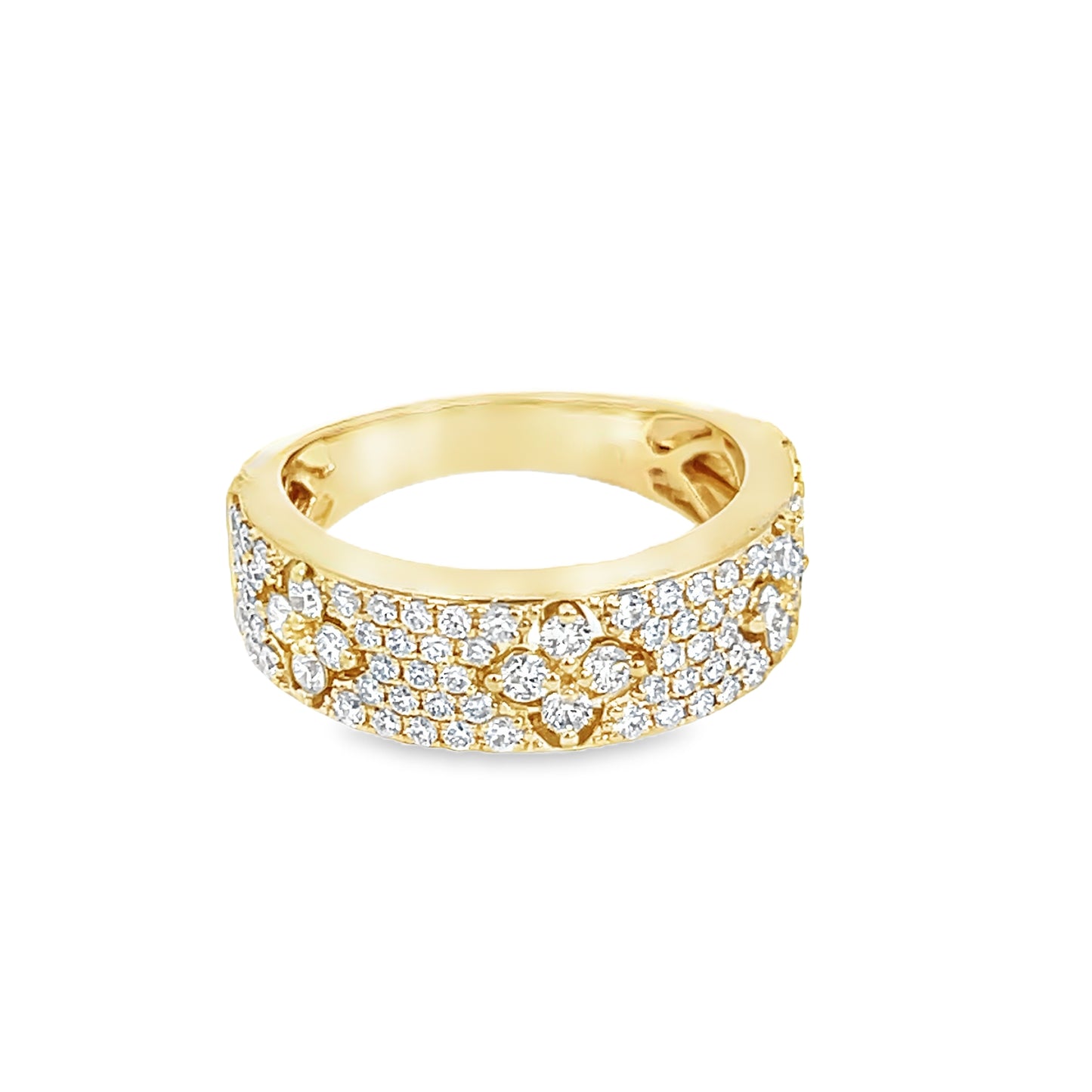 Lady's Yellow 14 Karat Stackable Fashion Ring Size 6.5 With 82 = 0.81Tw Round G/H Si2 Diamonds