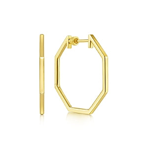 14k Yellow Gold 30mm Geometric Hoop Earrings