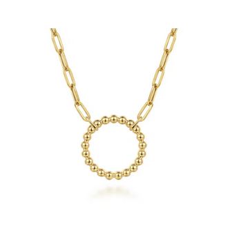 14K Yellow Gold Chain Necklace with Bujukan Circle