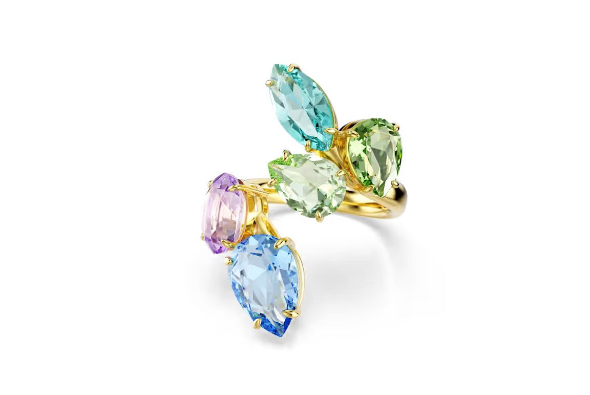 Gema cocktail ring Mixed cuts, Multicolored, Gold-tone plated