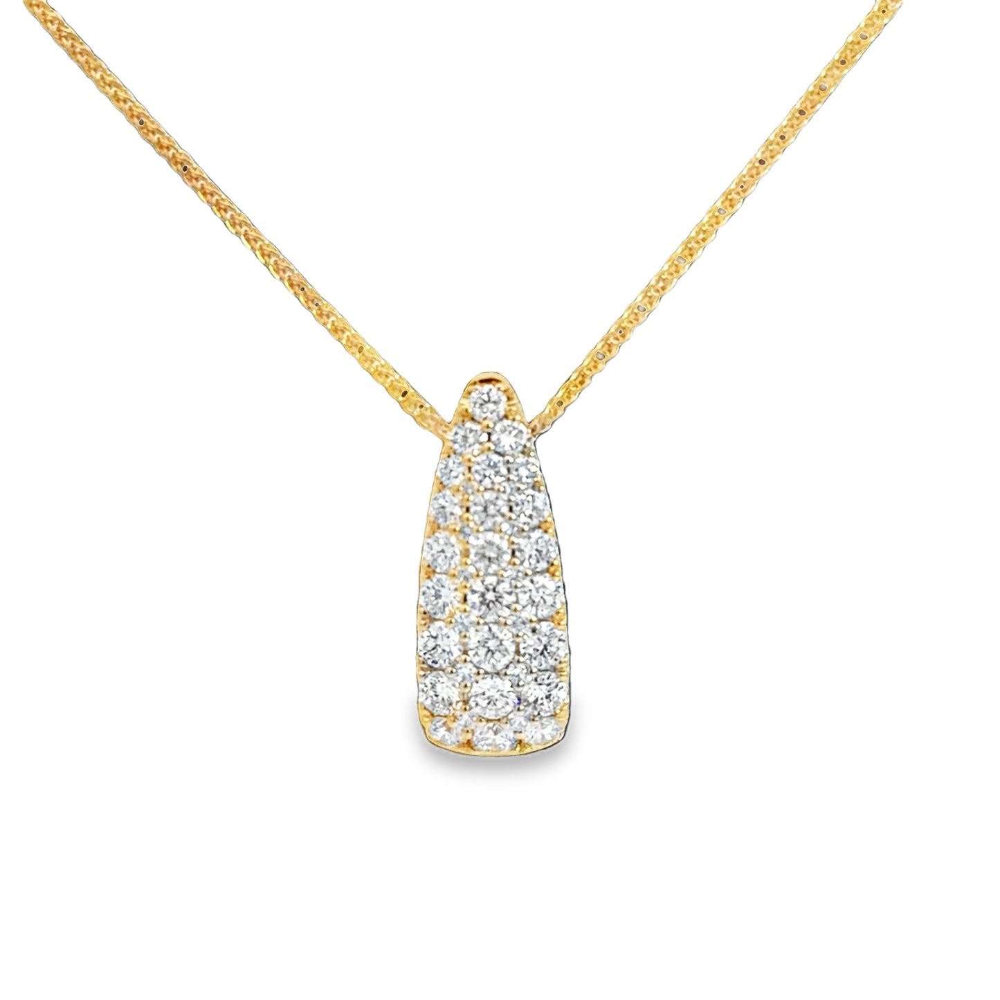 Lady's Yellow 18 Karat Simon Set Pendant Length 18 With 36 = 1.50Twt Round G Vs1 Diamonds