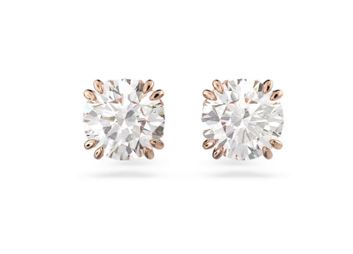 Stilla stud earrings Round cut, White, Rose gold-tone plated
