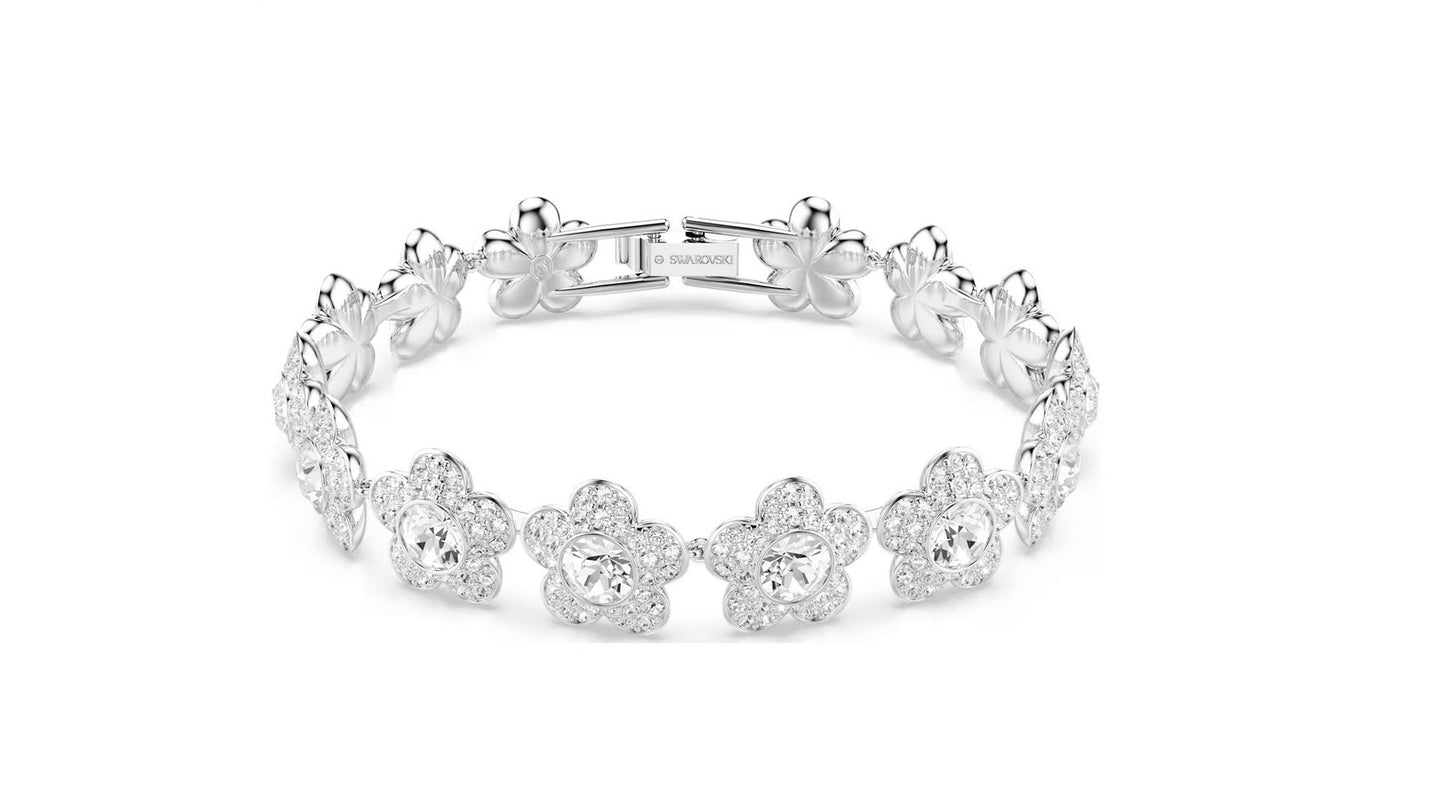 Ariana Grande x Swarovski bracelet Round cut, Flower, White, Rhodium plated
