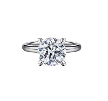 14K White Gold Round Solitaire Diamond Engagement Ring