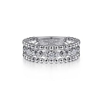 925 Sterling Silver White Sapphire Bujukan Easy Stackable Ladies Ring