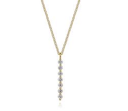14k Yellow Gold White Sapphire Bar Necklace